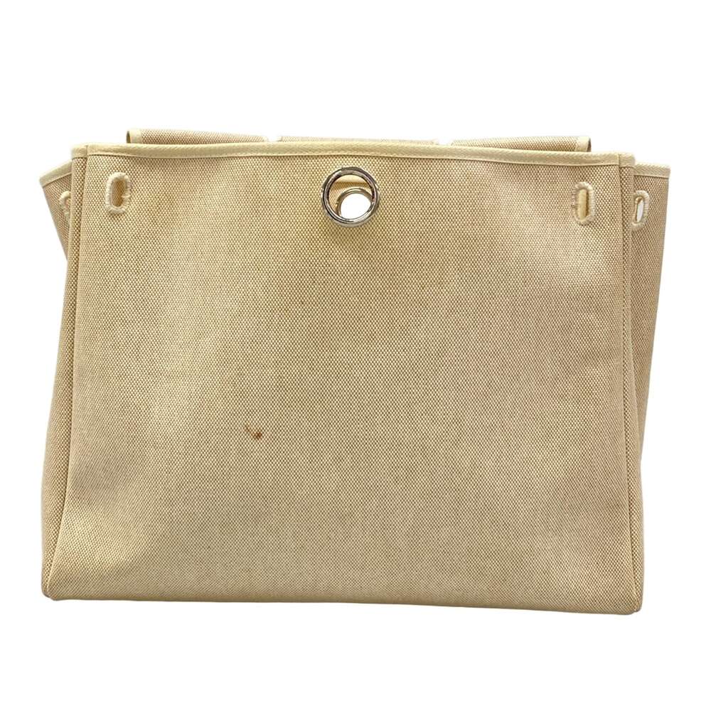 Hermès Her Bag MM Handbag Cream Brown Toile H Leather - Picture 8 of 16